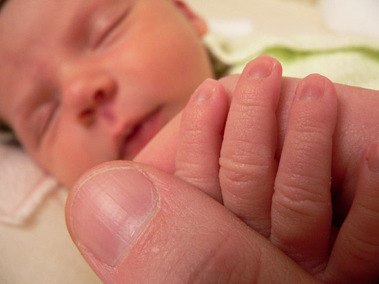 Trixie's tiny hand in mine